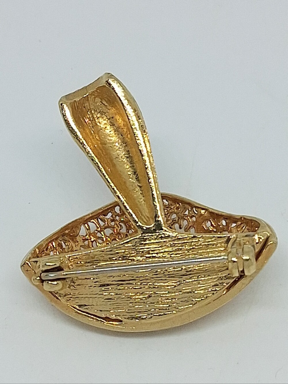 * Vintage Porcini Mushroom Gold Tone Unsigned Pin Brooch - Picture 3 of 4